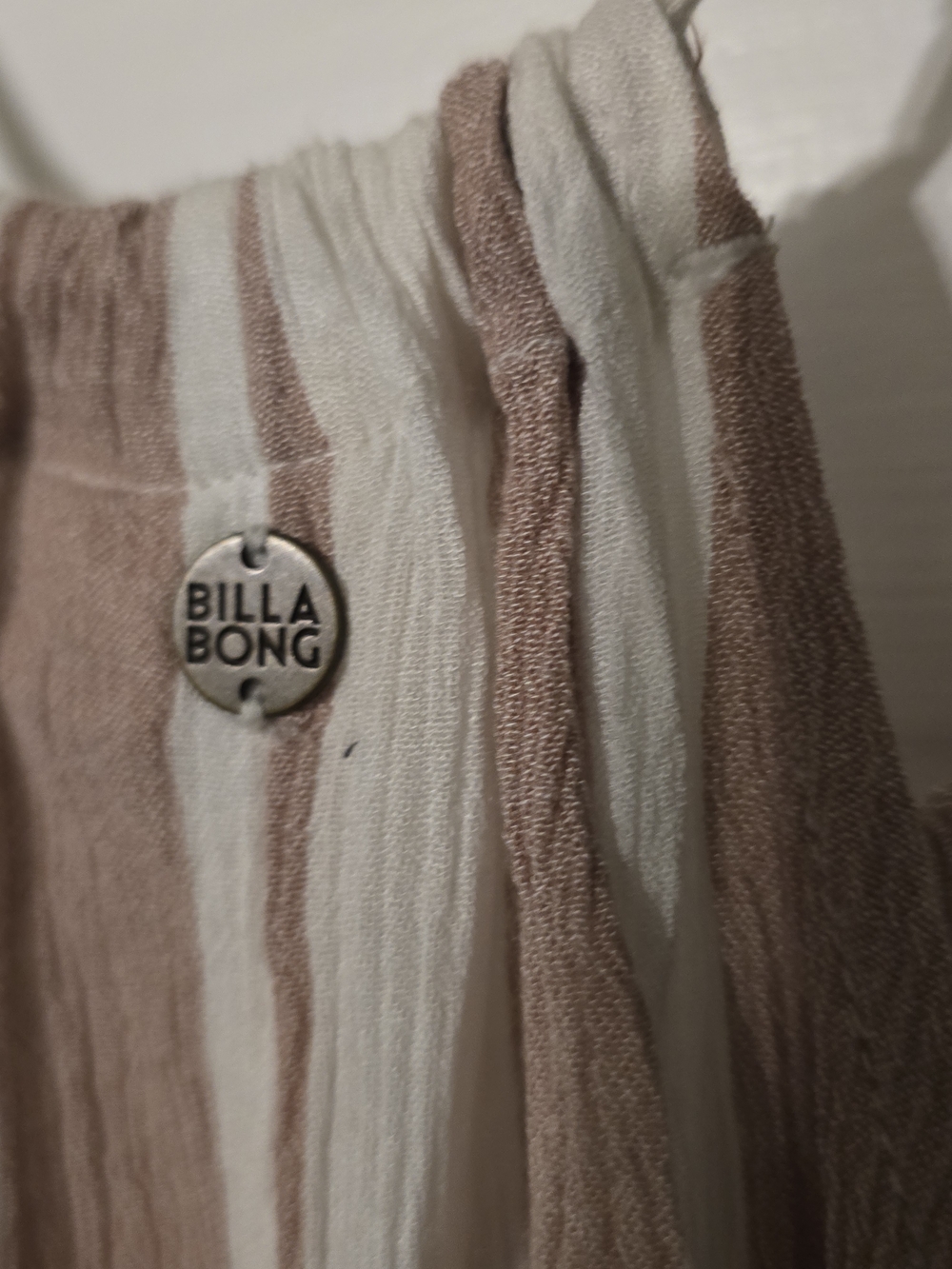 Billabong Taupe and White Striped Spaghetti Romper XS - Picture 6 of 7